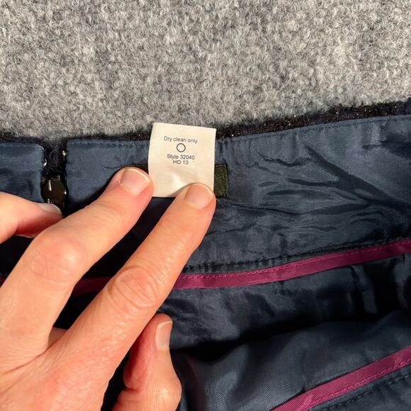 J.Crew Blue & Black Metallic Wool Pencil Skirt Size 6 Lined Work Holiday Sparkle - Picture 4 of 6